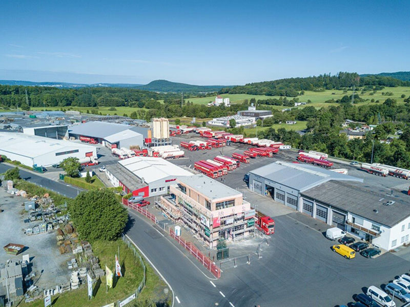 2018  Bau Verwaltungsgebäude Speditio Hochsilolager Luftaufnahme