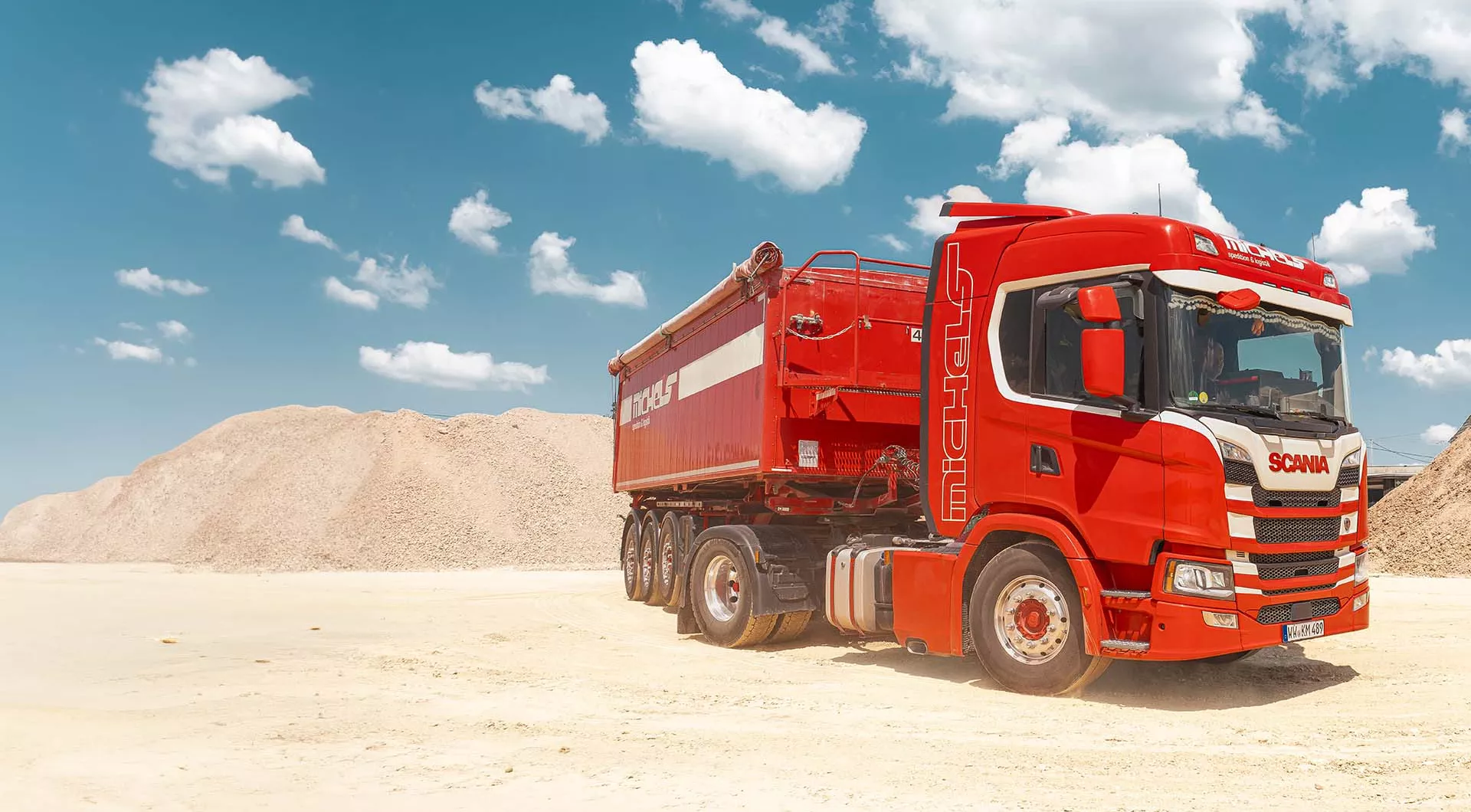 Construction site transport truck